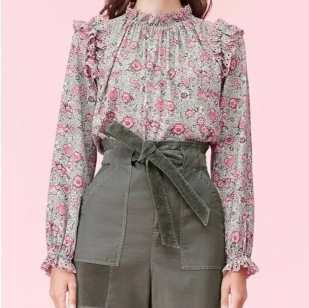 Rebecca Taylor Camila Floral Blouse Small